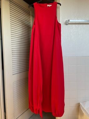 Tibi Italian Sporty Nylon Jalouise Dress // Lava